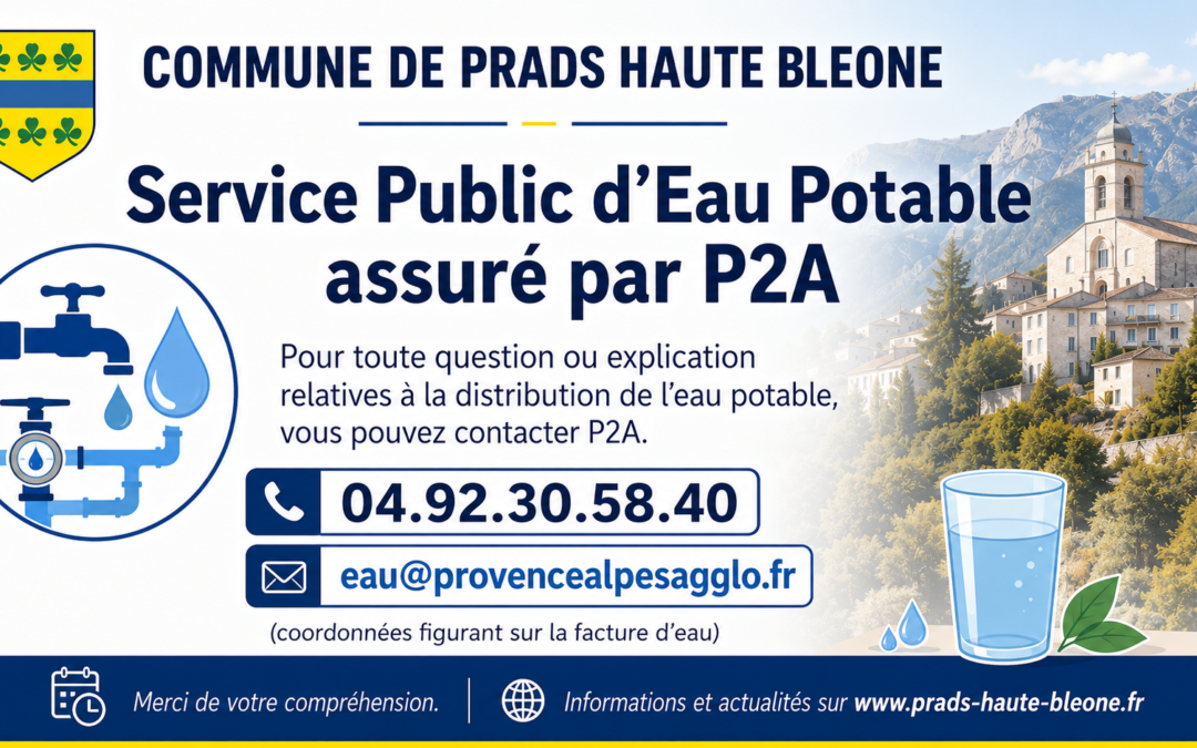 Avis-Service Public d&rsquo;Eau Potable assuré par P2A