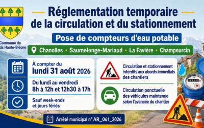 Pose de compteurs d’eau potable : circulation et stationnement réglementés à partir du 31 août 2026