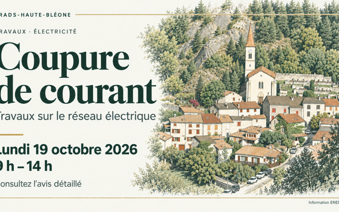 Coupure de courant pour travaux le lundi 19 octobre 2026